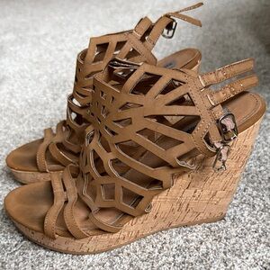 Not Rated Brown Cutout Wedge Sandals